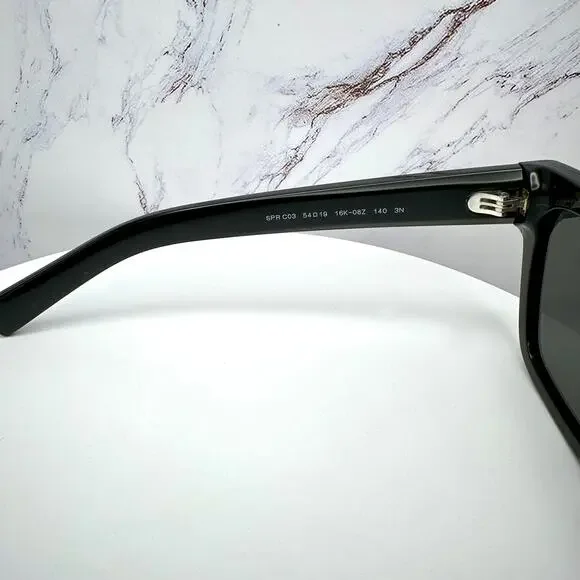 NEW PRADA Sunglasses Black Square Rectangle Gray Lens w/ Box & Case Authentic - Picture 7 of 16